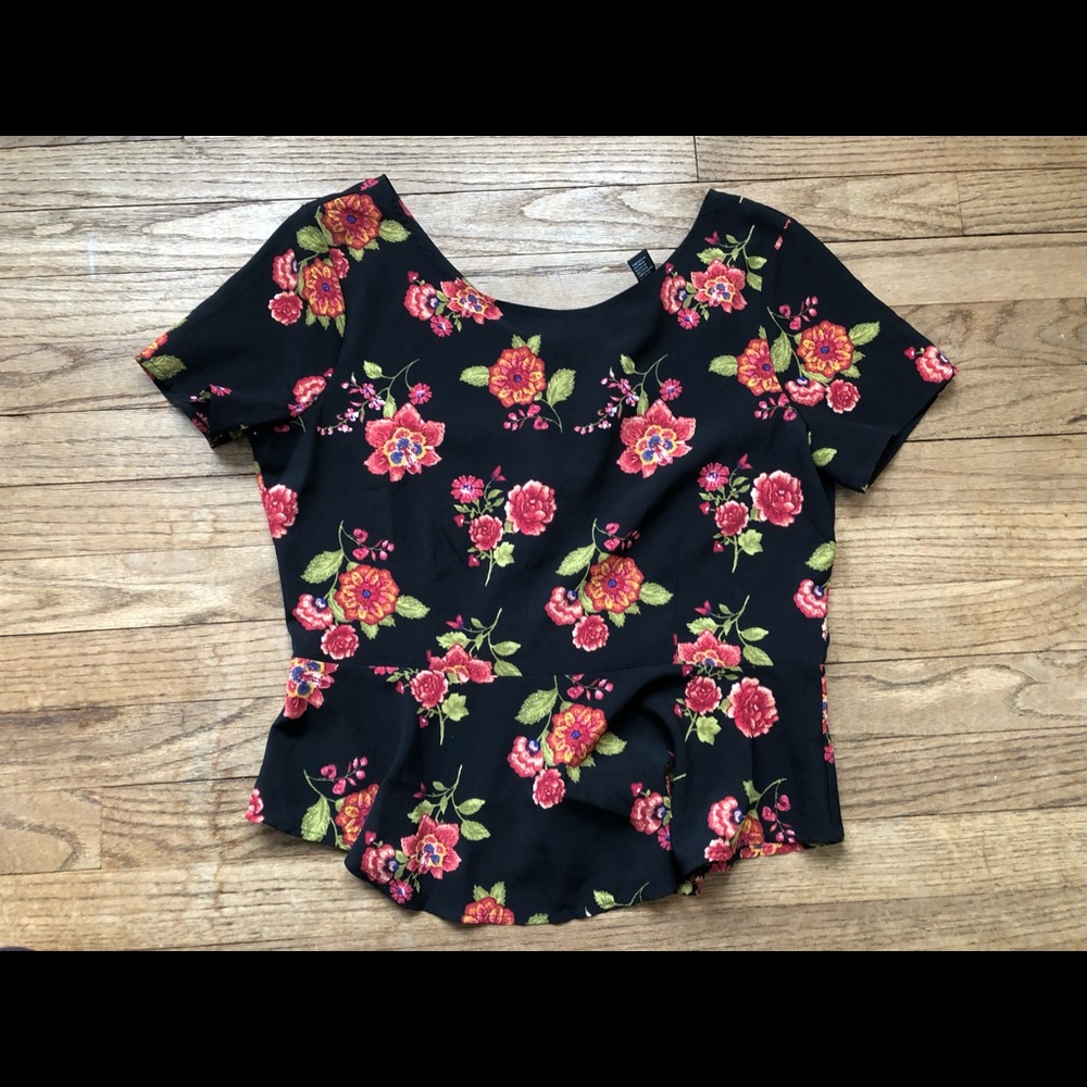 Peplum Top with Lattice back